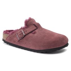 Birkenstocks Boston Shearling Suede Maroon Size 38