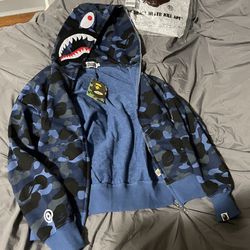 Blue BAPE hoodie Camo Shark Full Zip Up Hoodie 