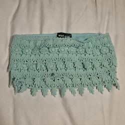 Wet Seal Crochet Lace Mini Skirt Pastel Blue Size: S