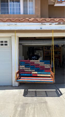 Decorative shou Sugi ban custom swinging patio bench
