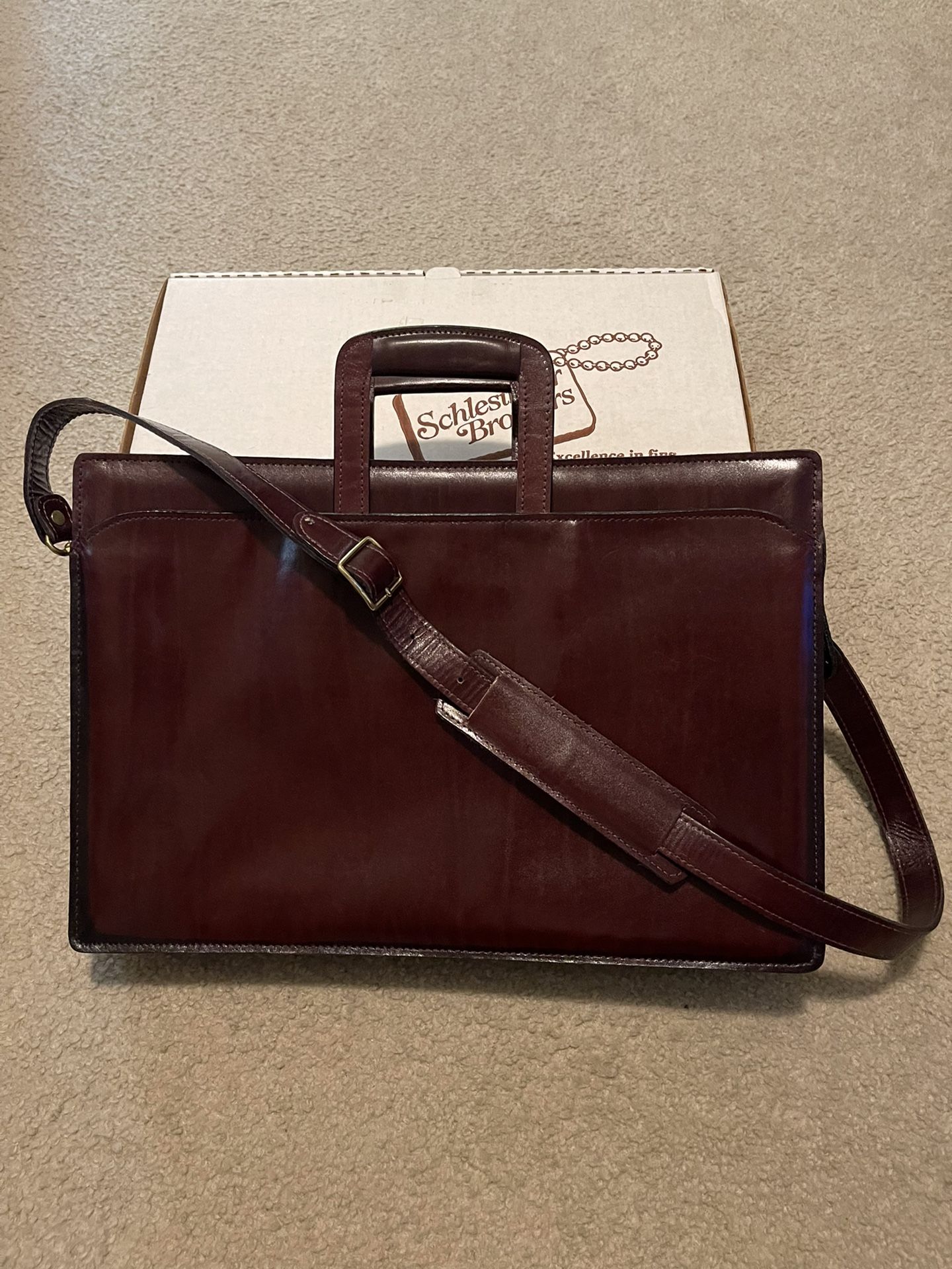 Schlesinger Leather Briefcase 17 X 12