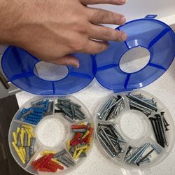 Various  anchors, nails, screws, washers lot-300 count rougly