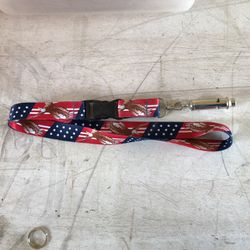 Patriotic  ID Lanyard With Whistle 