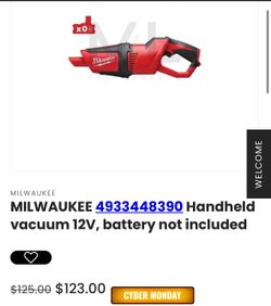 Milwaukee Vaccum M12 Compact Makita Dewalt Senco 