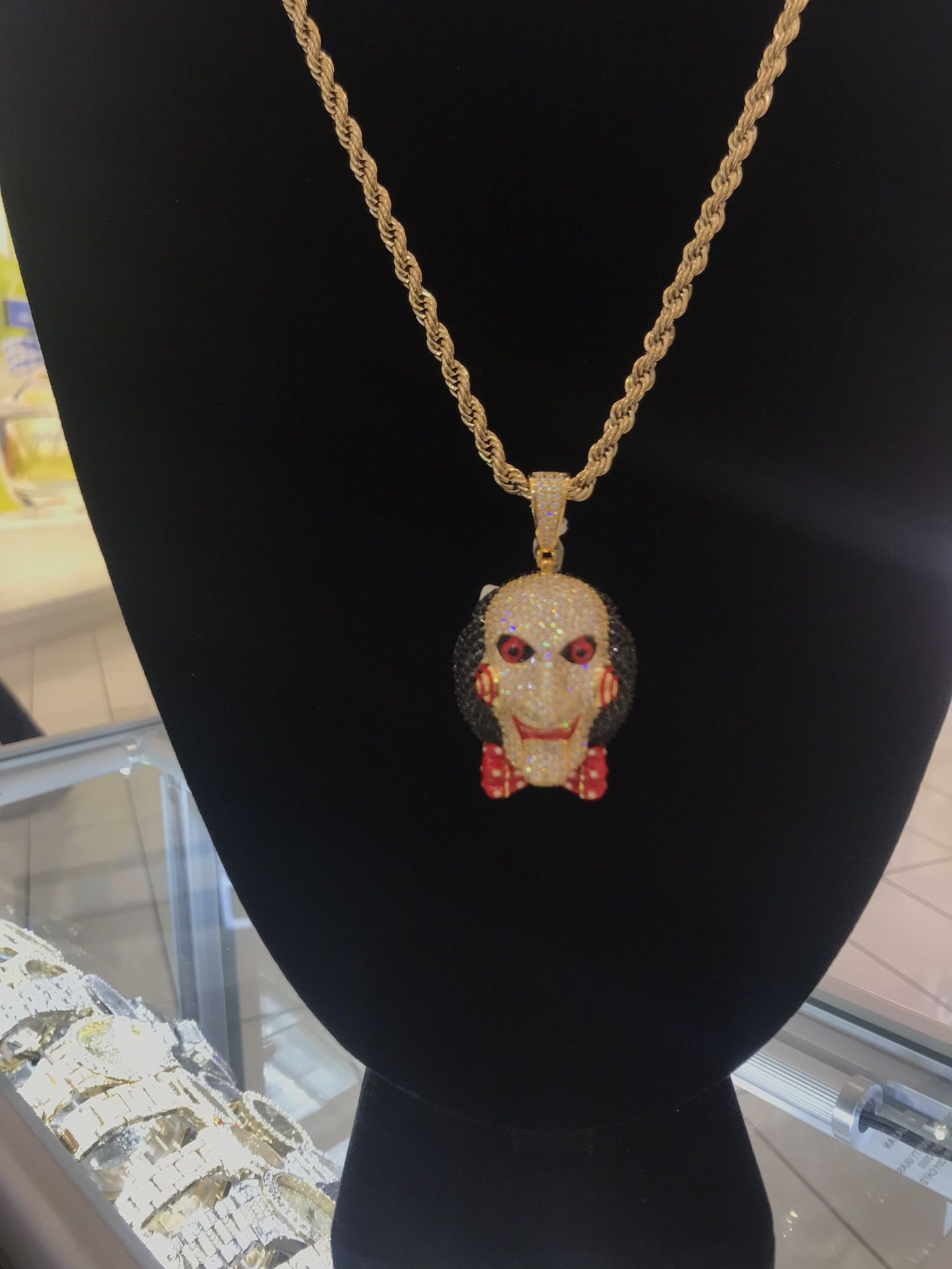 CHARMING ICED OUT TEKASHI jigsaw 6IX9INE pendant 14k gold finish Rope chain Included