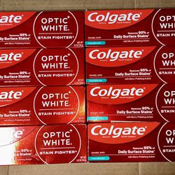 8 Colgate Optic White Stain Fighter Teeth Whitening Toothpaste, Fresh Mint 4.2oz