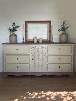Beautiful 6 Drawer Dresser W/Center Compartment 66in. W x 18in. D x 31in. H