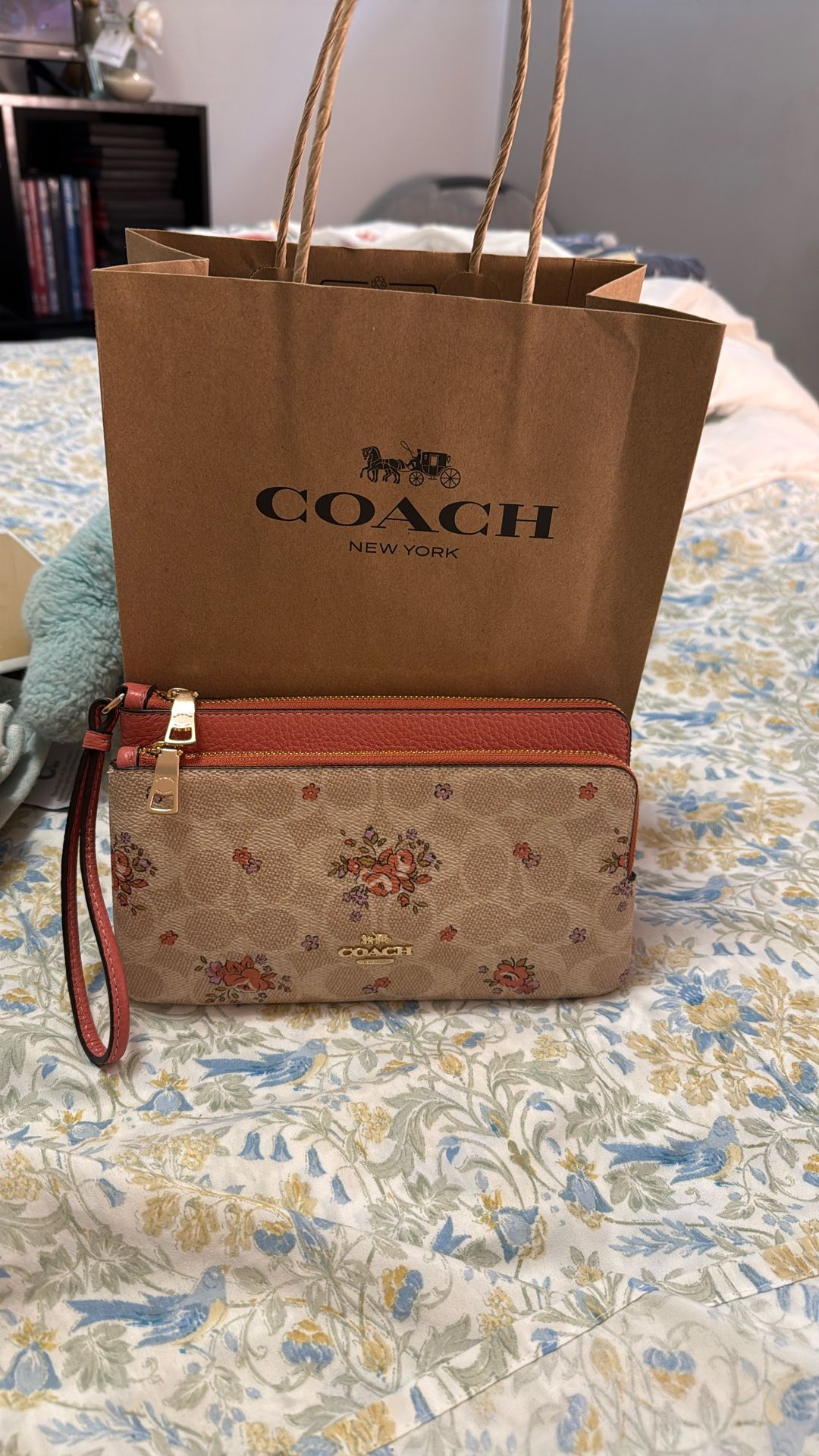 Brand New Double Zip Coach Wristlet