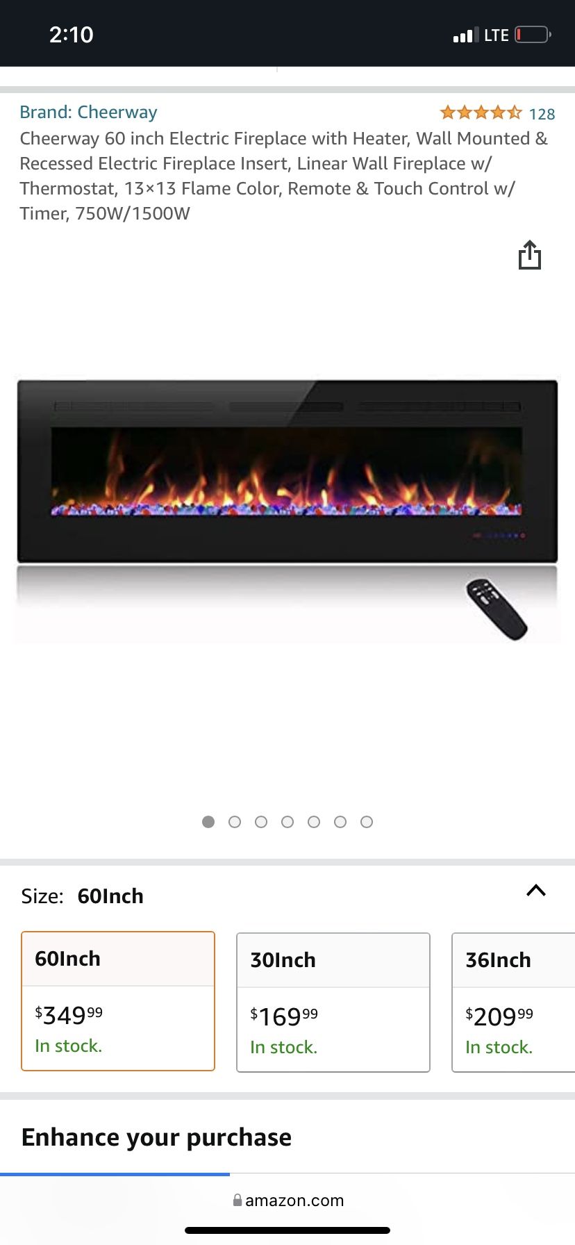 New 60 Inch Fireplace Very Nice!! $200
