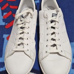 Used Adidas Originals Stan Smith Cloud White Navy Mens Casual Sneakers FX5501, Men's Size 10.5