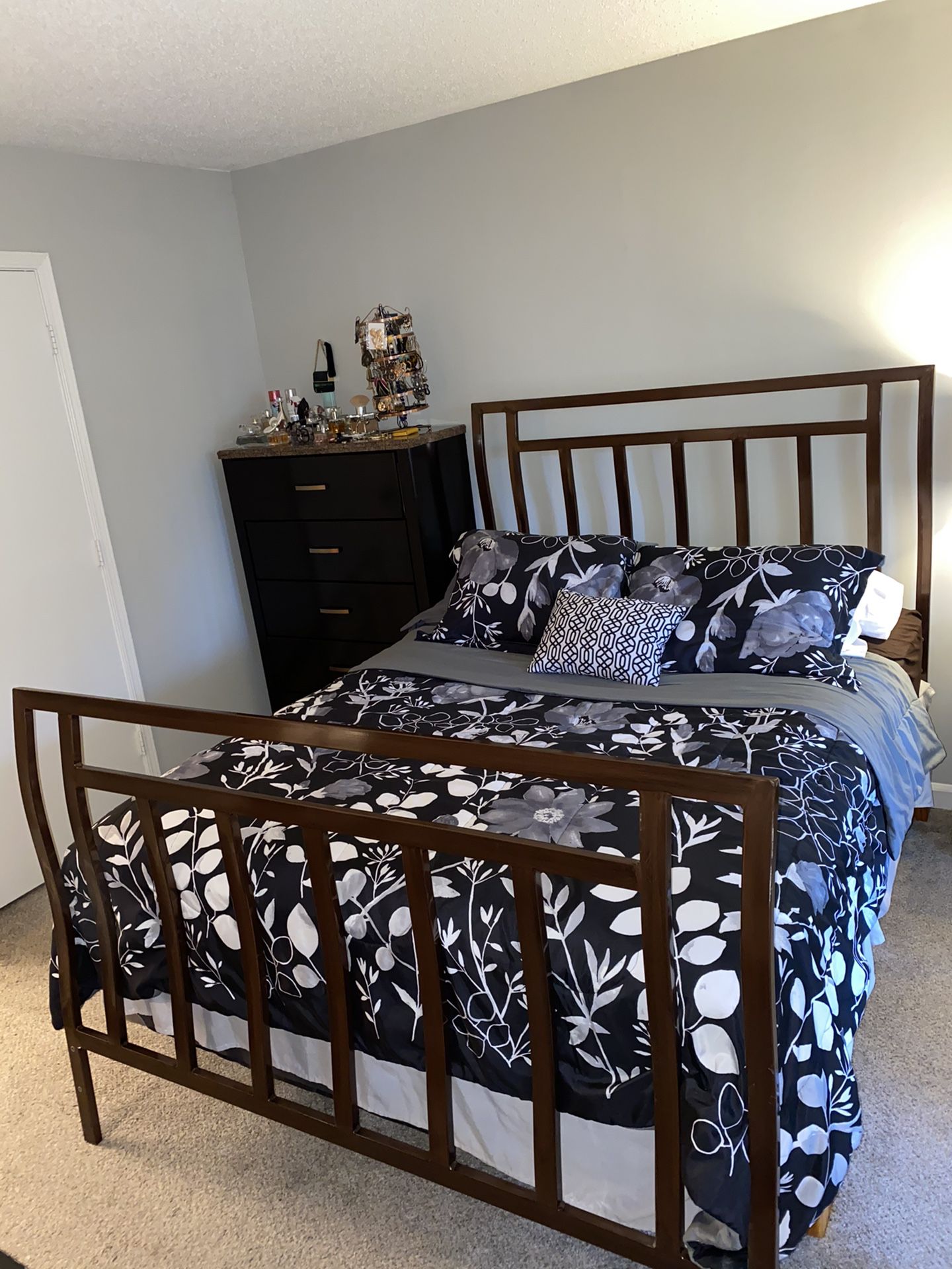 Queen Bed Frame with Headboard and Footboard