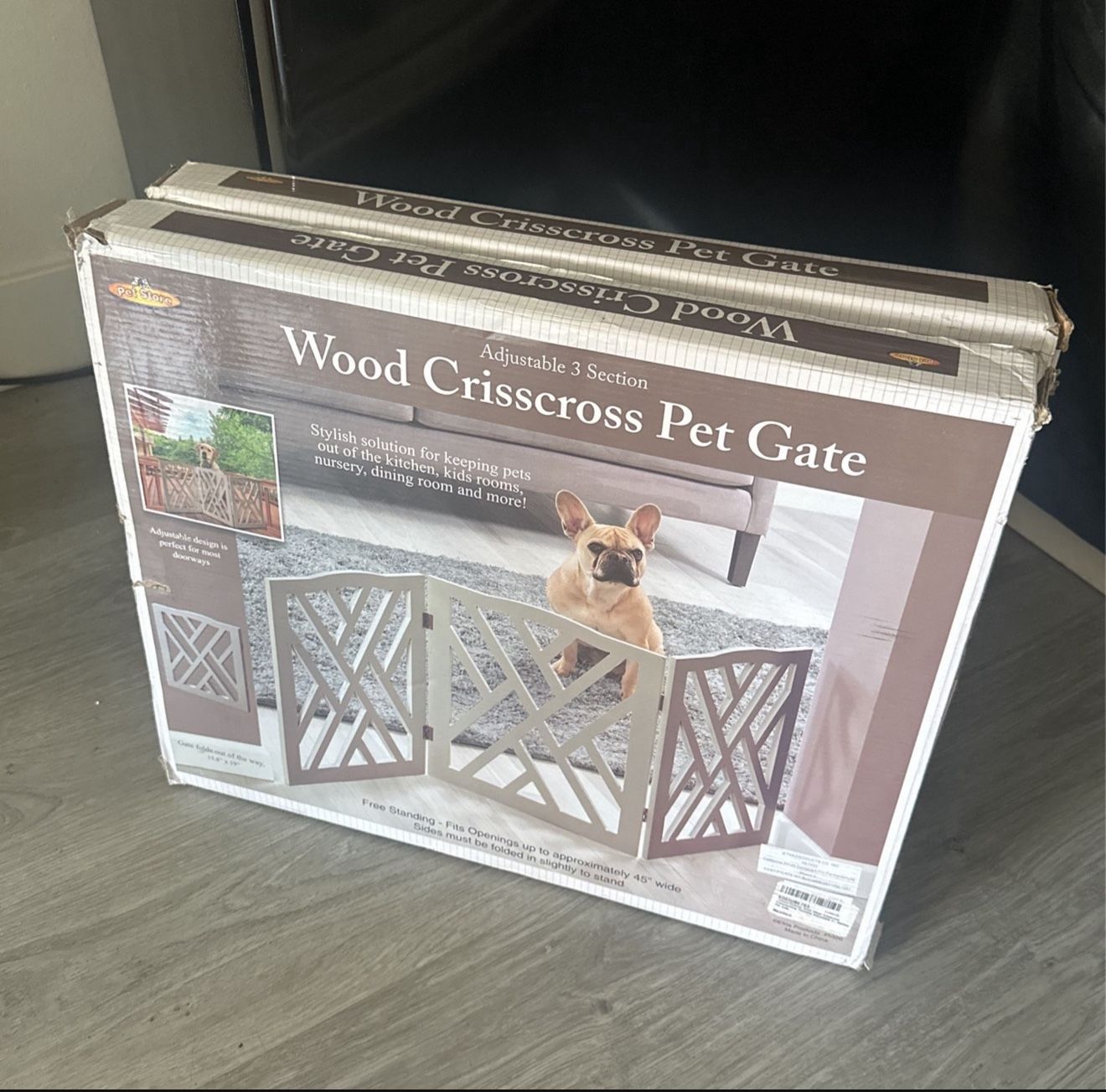 Wood Cross Pet Gate Adjustable 3 Section
