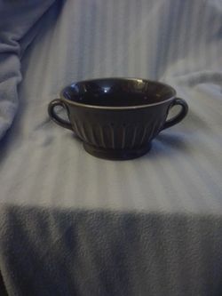 Dark Brown Fluted Ceramic Two-Handle Soup Bowl