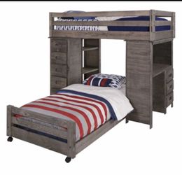Twin Loft Desk, Chest, & Bookshelf Bed (Jerome’s)