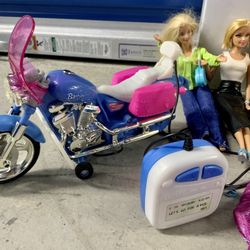 Vintage Mattel Barbie Motorcycle and 14 Barbie Dolls with Many Outfits