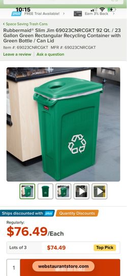 Heavy duty Rubbermaid slim Jim Recycling can