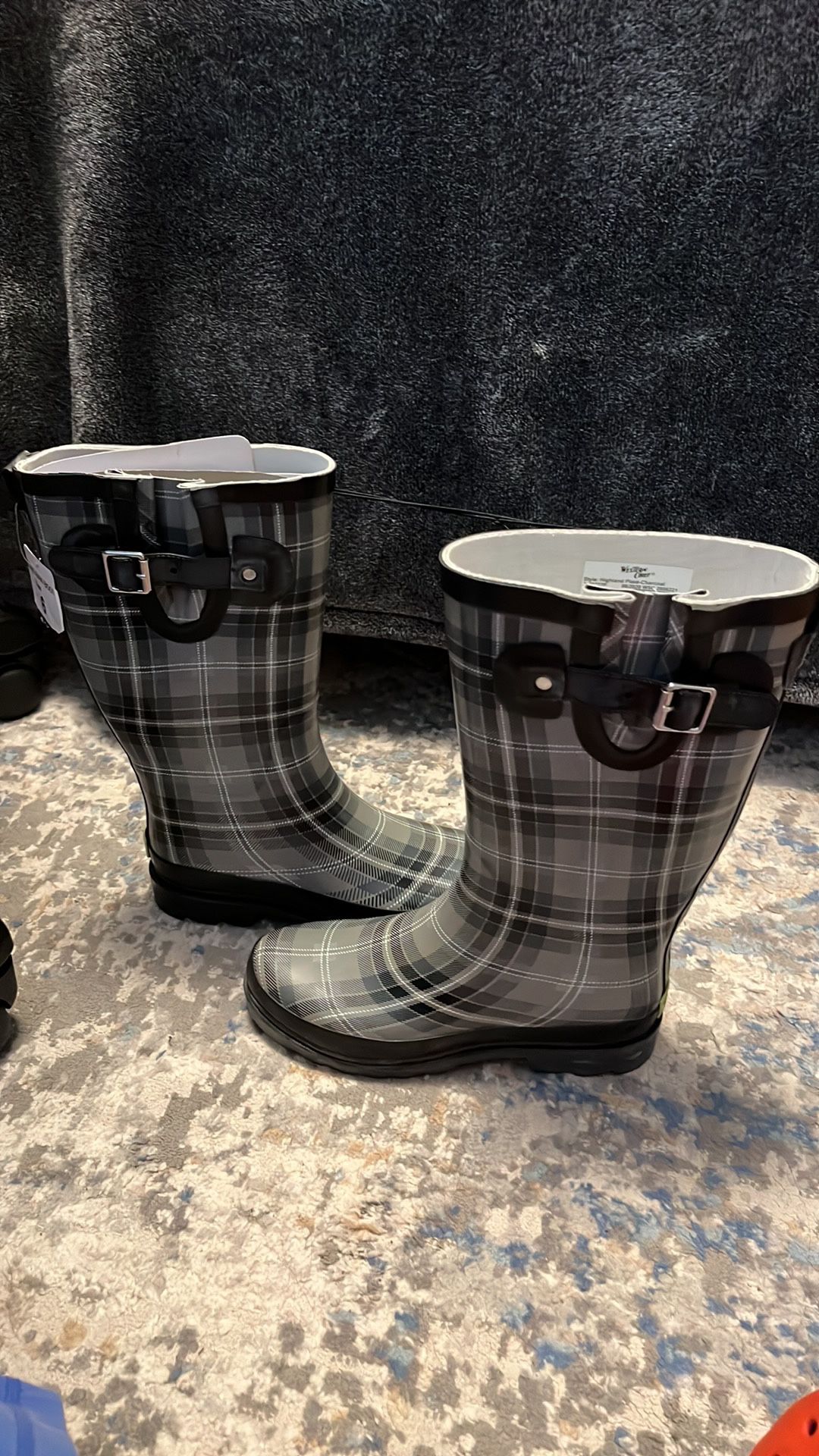 New Rain Boots Black And Grey
