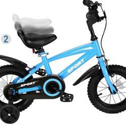  Kids Bike for Boys Girls 12 Inch Kid Bike with Removable Training Wheels Sturdy Frame Adjustable Seat Handbrake & Coaster Brake