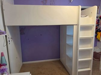 White Twin Loft Bed with Stairs 🛏️✨