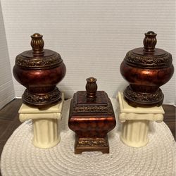 Set Of 3 Ornate Trinket Containers