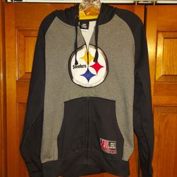 MENS SMALL PITTSBURGH STEELERS ZIP-UP HOODIE SWEATSHIRT WITH SEWN ON LABELS