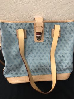 Blue & white Dooney Burke tote bag