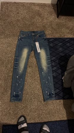Purple Brand Slim Jeans with Paint Splatter