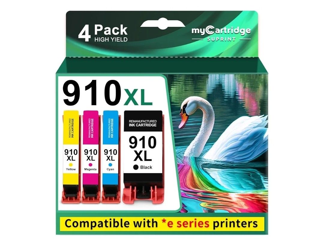 New 910XL Ink Cartridges for HP Printers Replacement for HP 910 Ink HP 910XL Ink Cartridges Combo Pack for HP 910 Work with OfficeJet Pro 8015e 8025e 