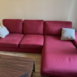 IKEA Red Kivik Sofa With Chaise