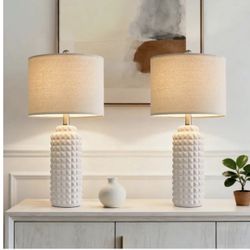 Oneach Modern Ceramic Table Lamp Set of 2 for Living Room