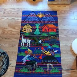 Peruvian Mola Tapestry Wall Art Large Handmade Unframed