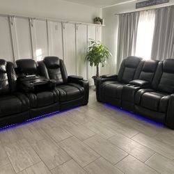 Black Reclining Sofa And Loveseat Set 