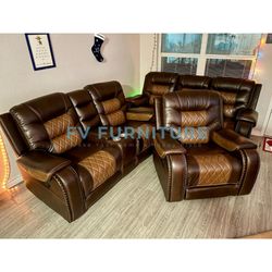 SALA DE PIEL RECLINABLE DOS TONOS!  3 PAGOS MENSUALES! INSTALACIÓN Y ENTREGA EL MISMO DÍA 