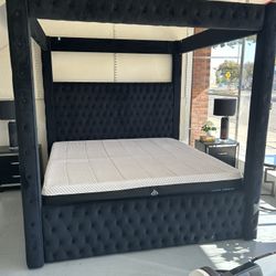 Black Velvet Canopy Beds Available, Same Day Delivery 
