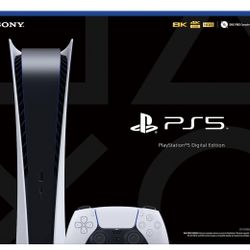 PS5 - Sony PlayStation 5 Digital Edition Gaming Console + Wireless Controller - 16GB GDDR6 RAM, 825GB SSD, 120Hz 8K Output, White