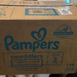 NEW XL BOX OF PAMPERS SWADDLERS SIZE (3)