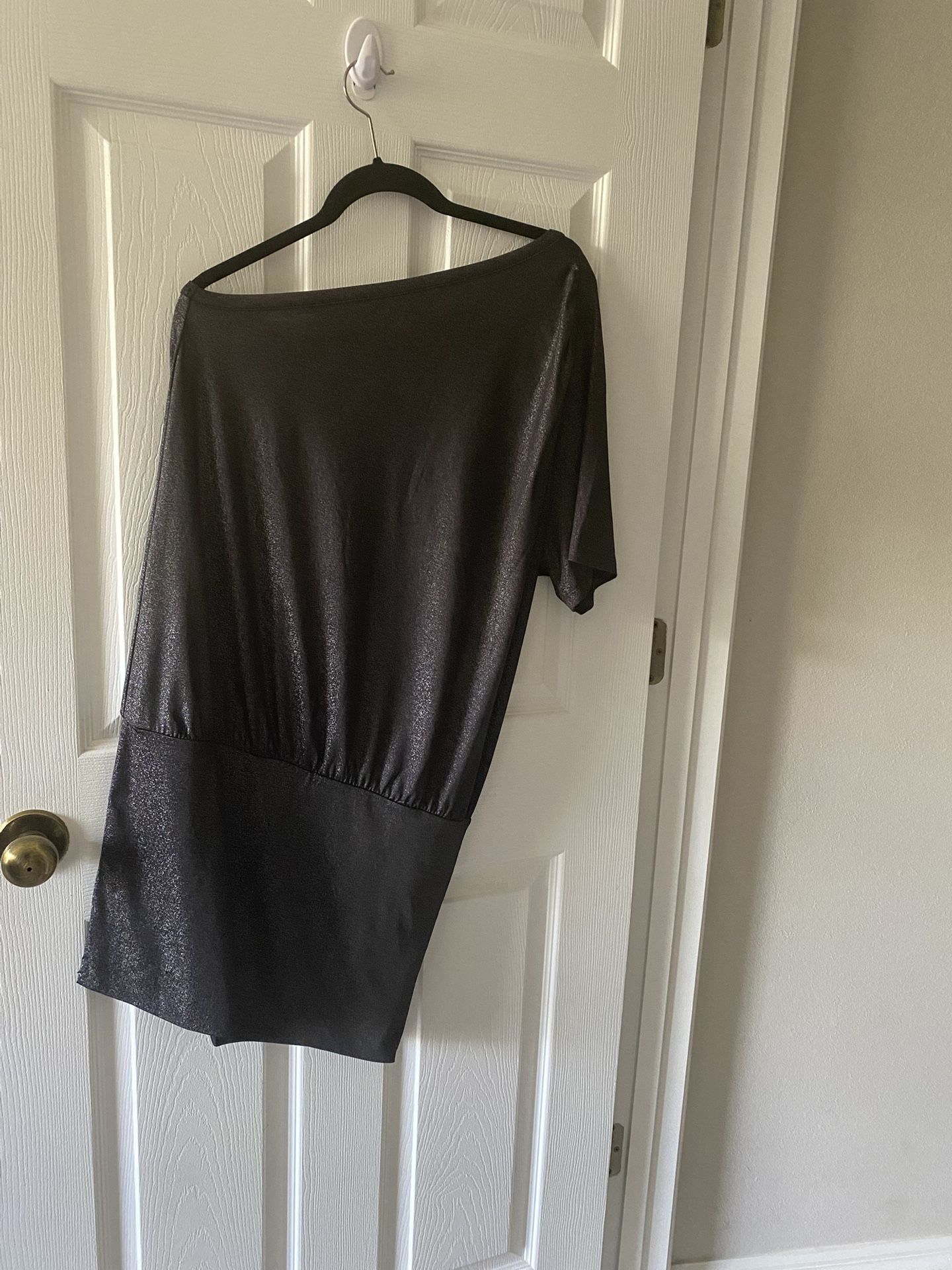 Elegant Shimmering Black Off-Shoulder Dress