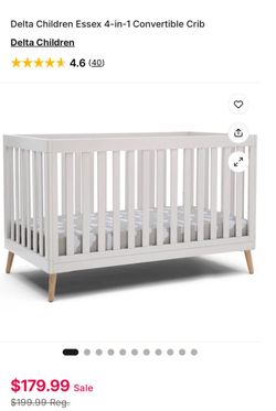 Delta Children Jordan 4-in-1 Convertible Crib Toddler Bed - Bianca White