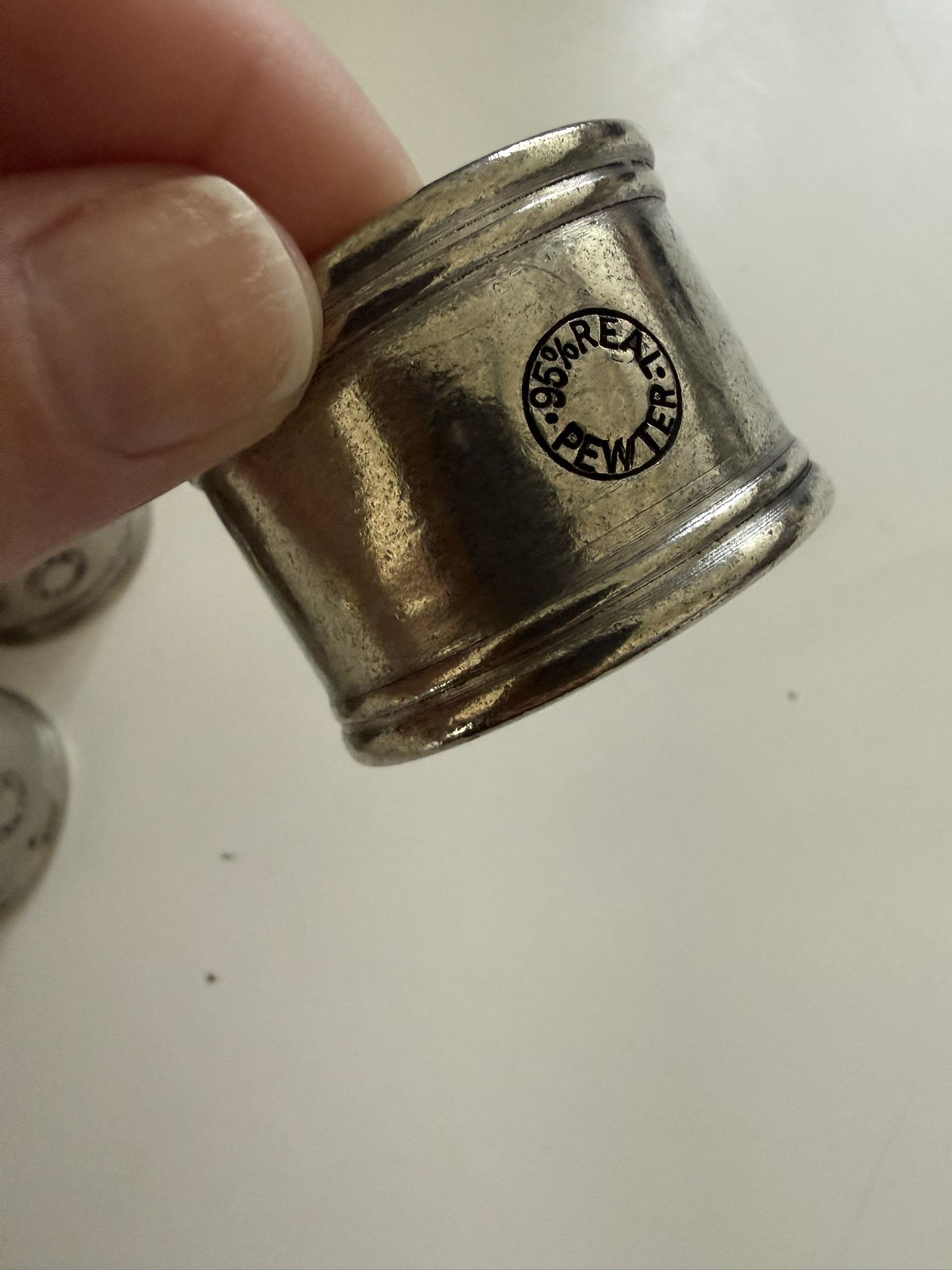 Pottery barn 95% Pewter Napkin Rings SIX (6)