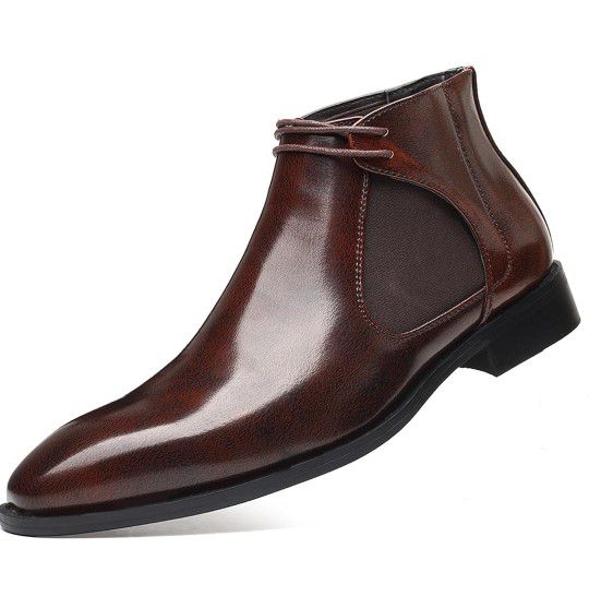Mens High Tops Chelsea Boot Leather Oxford Dress Fashion Lightweight Casual Outdoor Retro Style Casual Shoes Black Brown 

