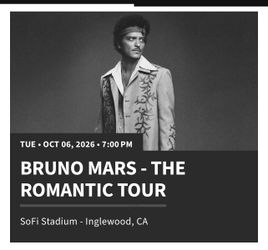 2 Bruno Mars tickets  Oct 6th
