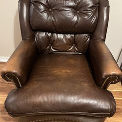 Genuine Fine Leather Chair & Ottoman