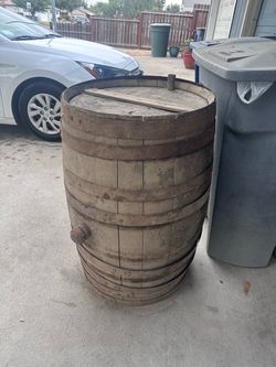 Barn find vintage wine barrel with original cork stained in wine