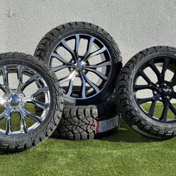 New 22” Ford F-150 rims 6 lug 6x135mm Expedition wheels AMP 33x12.50R22 R/T Tires F150
