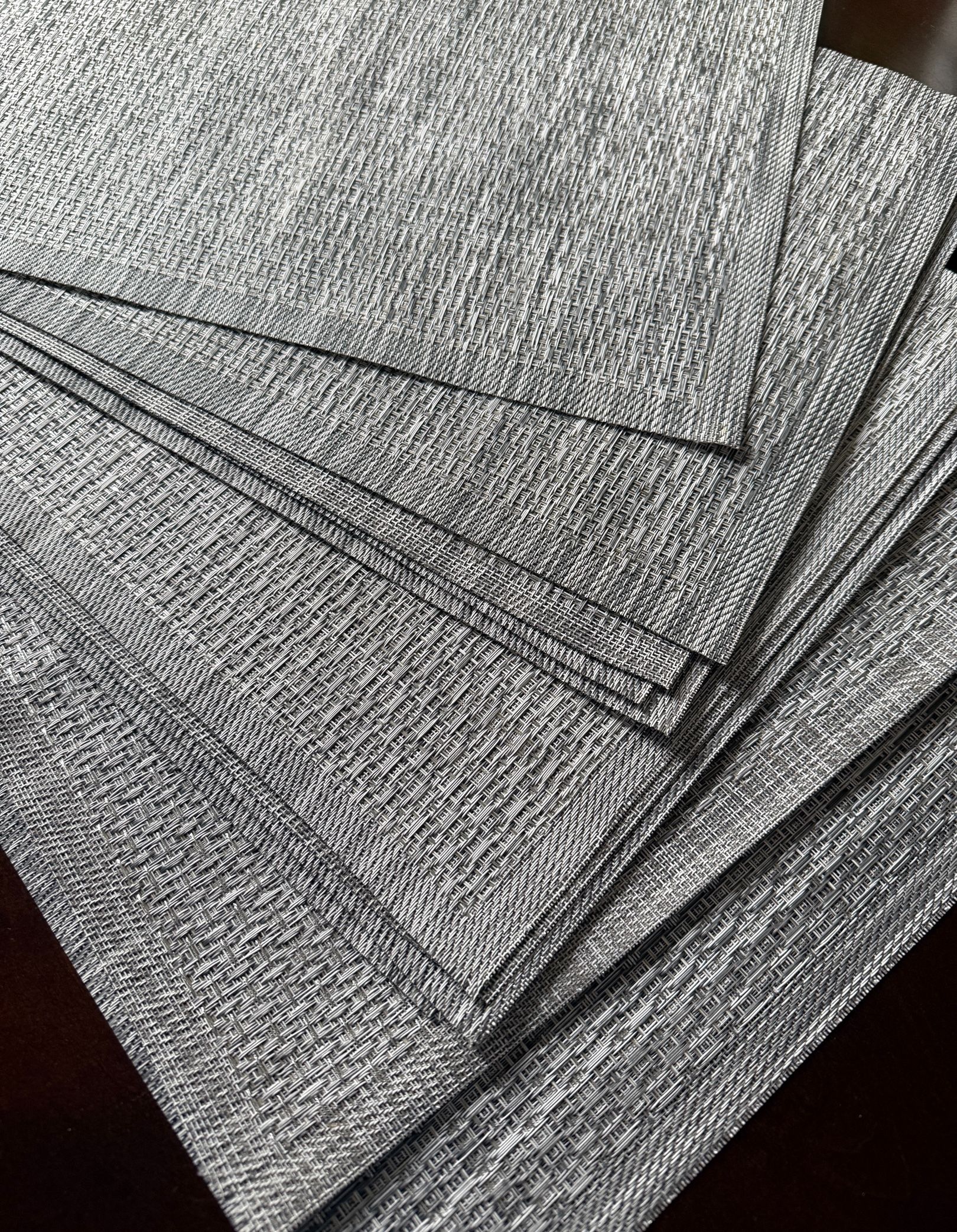 Gray/silver Placemat Set Total 11 . New Easy To Clean/wipe Size13”x18”