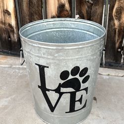 Decorative Paw Print Steel Pail