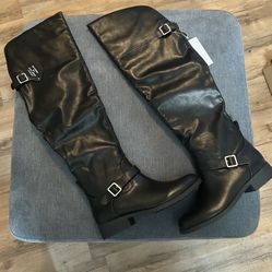 New! Black Over-The-Knee Boots, Size 8