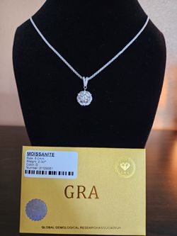 💎 Certified 2.0ct Moissanite Solitaire Necklace 24in chain