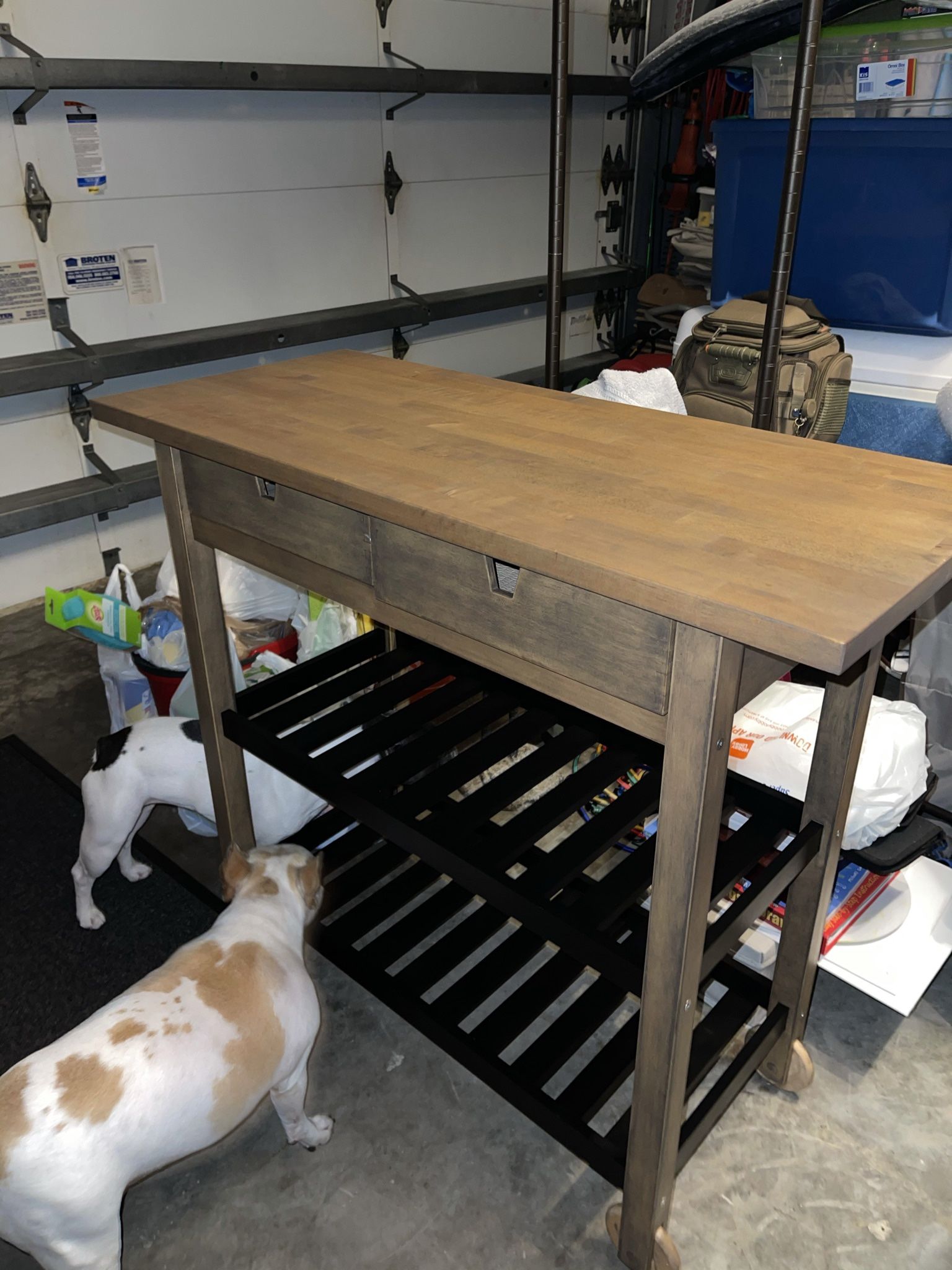 Beautiful Wood Butcher Block Cart! Bar & Serving carts