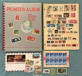 Vintage World Postage Stamp Album, Loose Stamps, & First Day Covers